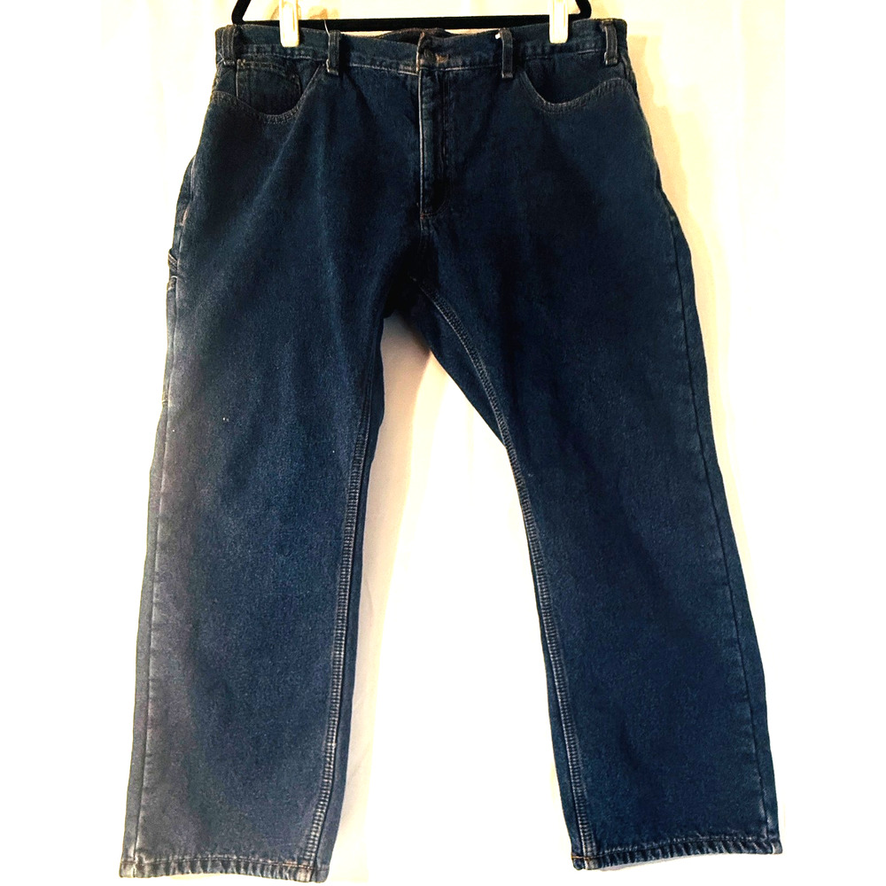 Berkeley Jensen Mens Flannel Lined Jeans 40x30 Blue Denim Warm Winter